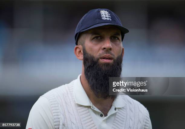 Moeen Ali of England during Day Three of the 3rd Investec Test Match between England and West Indies at Lord's Cricket Ground on September 9, 2017 in...