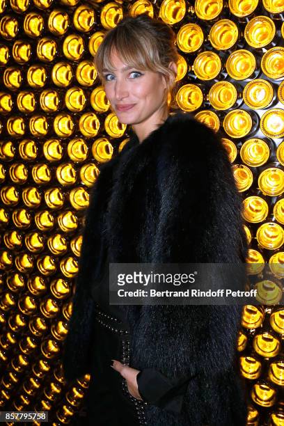 Actress Pauline Lefevre attends the "Diner Surrealiste" to celebrate the 241th birthday of "Maison Louis Roederer" on October 4, 2017 in Reims,...