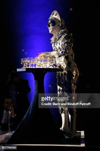 View of the show during the "Diner Surrealiste" to celebrate the 241th birthday of "Maison Louis Roederer" on October 4, 2017 in Reims, France.