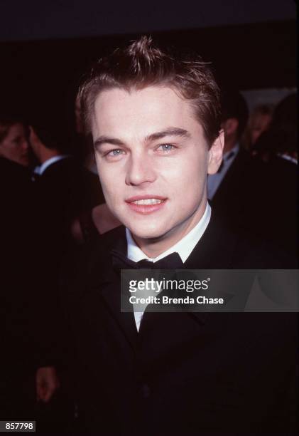 "Titanic" star Leonardo DiCaprio attends the Golden Globe Awards January 18, 1998 at the Beverly Hilton in Beverly Hills, CA.