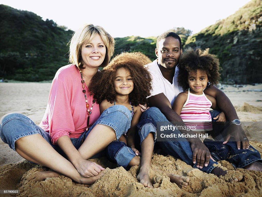 Mixed Race Family at beach