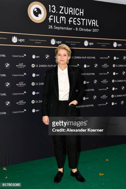 President of the jury for international movie Trine Dyrholm poses at a photocall during the 13th Zurich Film Festival on October 5, 2017 in Zurich,...