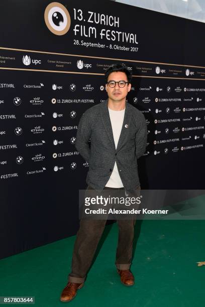 Burhan Qurbani, member of the jury for the focus on Switzerland, Austria and Germany, poses at a photocall during the 13th Zurich Film Festival on...