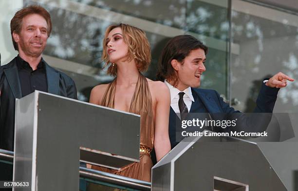 Jerry Bruckheimer, Keira Knightley and Orlando Bloom