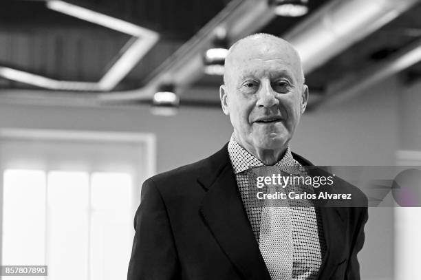 British architect Norman Foster presents 'Norman Foster. Futuros Comunes' exhibition at the Telefonica Foundation on October 5, 2017 in Madrid, Spain.