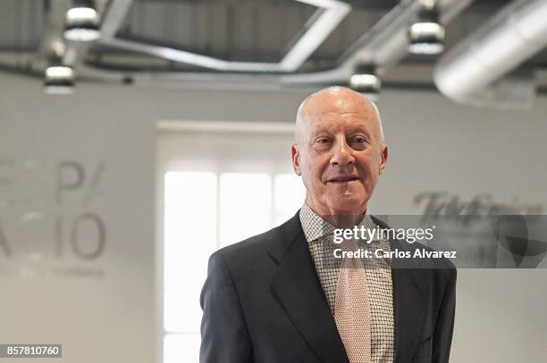 British architect Norman Foster presents 'Norman Foster. Futuros Comunes' exhibition at the Telefonica Foundation on October 5, 2017 in Madrid, Spain.