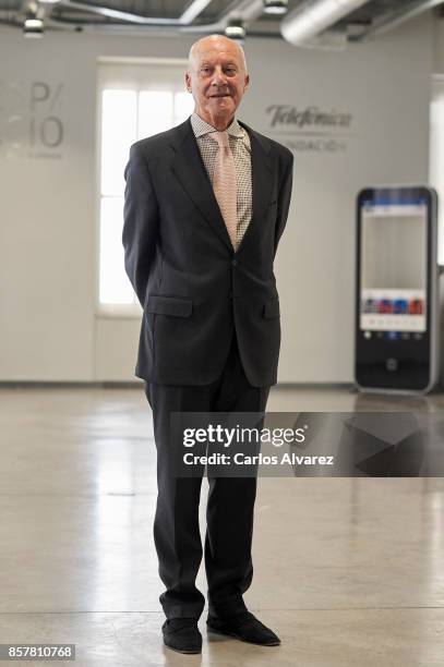 British architect Norman Foster presents 'Norman Foster. Futuros Comunes' exhibition at the Telefonica Foundation on October 5, 2017 in Madrid, Spain.