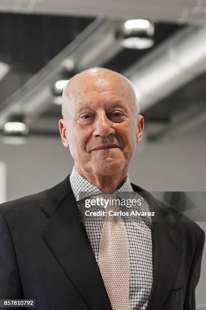 British architect Norman Foster presents 'Norman Foster. Futuros Comunes' exhibition at the Telefonica Foundation on October 5, 2017 in Madrid, Spain.