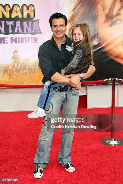 Actor Antonio Sabato Jr and daughter Mina Bree attend the "Hannah Montana The Movie" Premiere at the El Capitan Theatre, 2 April, 2009 in Hollywood,...