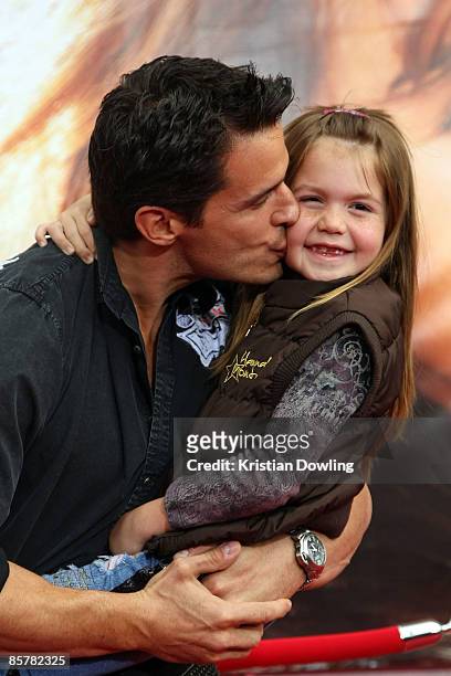 Actor Antonio Sabato Jr and daughter Mina Bree attend the "Hannah Montana The Movie" Premiere at the El Capitan Theatre, 2 April, 2009 in Hollywood,...