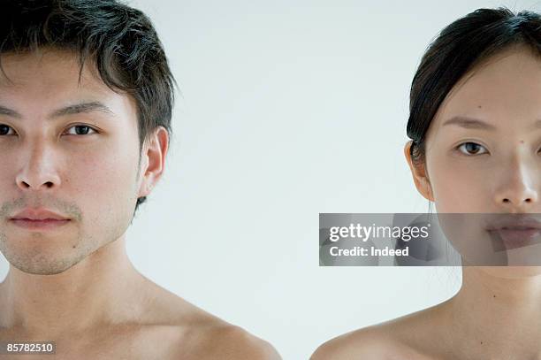 japanese man and woman in side by side, close up - semi dress stock pictures, royalty-free photos & images