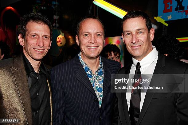 The Blue Man Group founders, Matt Goldman, Chris Wink and Phil Stanton attend the 2009 Blue School fundraising gala at The Angel Orensanz Foundation...