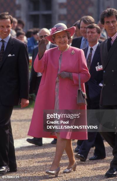 Queen Elizabeth II received in Blois by mayor Jack Lang on June 11, 1992 in Blois, France.
