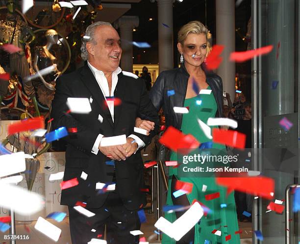Sir Philip Green and model Kate Moss attend the opening of TOPSHOP / TOPMAN on April 2, 2009 in New York City.