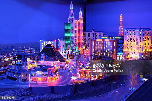 The skyline of Las Vegas is seen in the USA part of the "Miniatur Wunderland" on April 2, 2009 in Hamburg, Germany. The world's largest model railway...