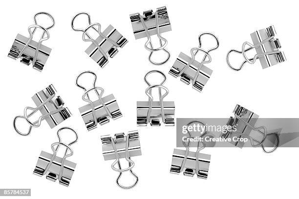 chrome steel paper clips - clip bulldog - fotografias e filmes do acervo