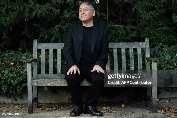 British author Kazuo Ishiguro holds a press conference in London on October 5, 2017 after being awarded the Nobel Prize for Literature. Kazuo...