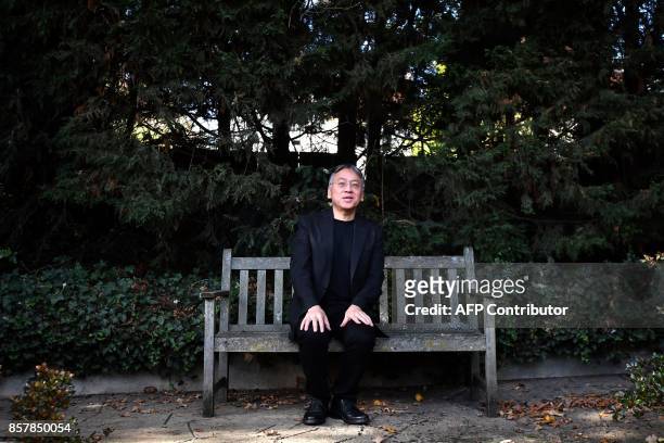 British author Kazuo Ishiguro holds a press conference in London on October 5, 2017 after being awarded the Nobel Prize for Literature. Kazuo...