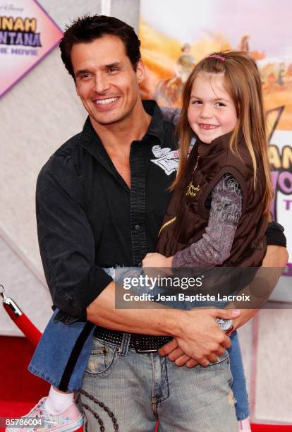 Antonio Sabato Jr. And daughter Mina arrive at the Los Angeles premiere of "Hannah Montana The Movie" at the El Capitan Theatre on April 2, 2009 in...