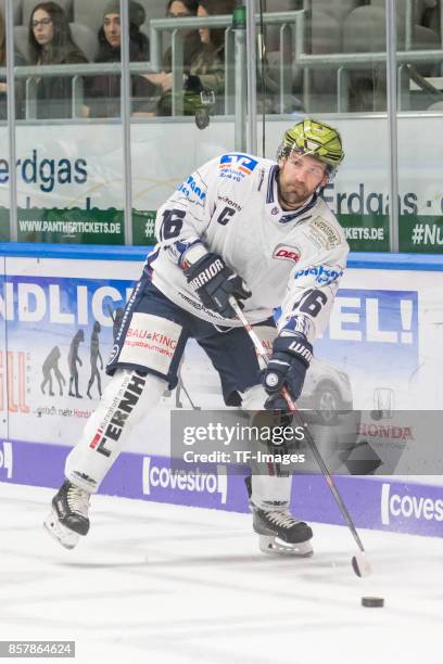 Jason Jaspers of Iserlohn in action during the DEL match between Augsburger Panther and Iserlohn Roosters on September 29, 2017 in Augsburg, Germany.