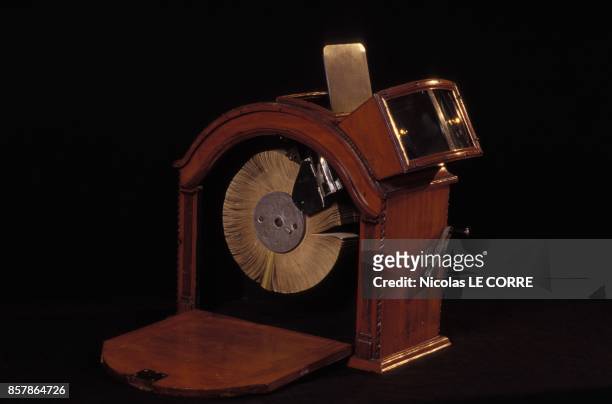 Mutoscope de 1897, appareil de projection individuel a la Cinematheque Francaise en avril 1994 a Paris, France.