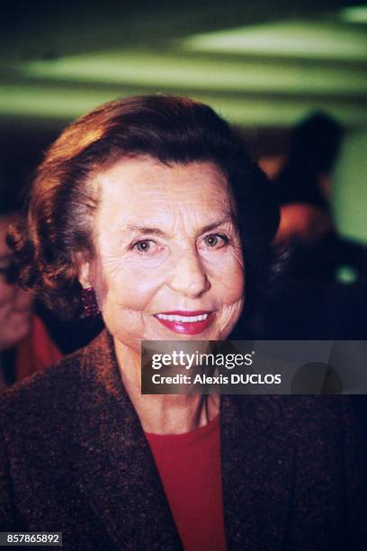 Portrait de Liliane Bettencourt lors de la remise du prix de sa Fondation dédiée au mécénat qui récompense les mêtiers du patrimoine, le 9 novembre...