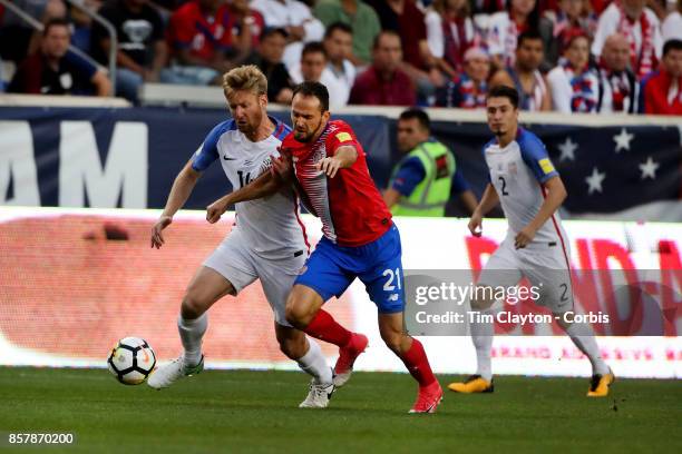 Marcos Urena of Costa Rica and Tim Ream of the United States challenge for the ball during the United States Vs Costa Rica CONCACAF International...