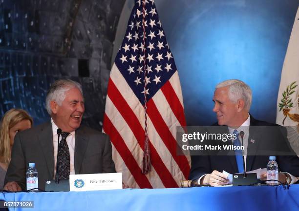 Vice President Mike Pence , and Secretary of State Rex Tillerson participate in the inaugural meeting of the National Space Council, titled "Leading...