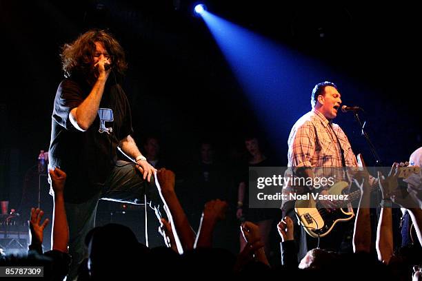 Tony Cadena and Steve Soto of the Adolescents perform at the Vans Warped Tour 2009 15th anniversary press conference & kick-off party at the Key Club...