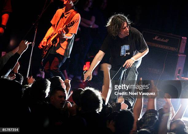 Tony Cadena of the Adolescents performs at the Vans Warped Tour 2009 15th anniversary press conference & kick-off party at the Key Club on April 2,...