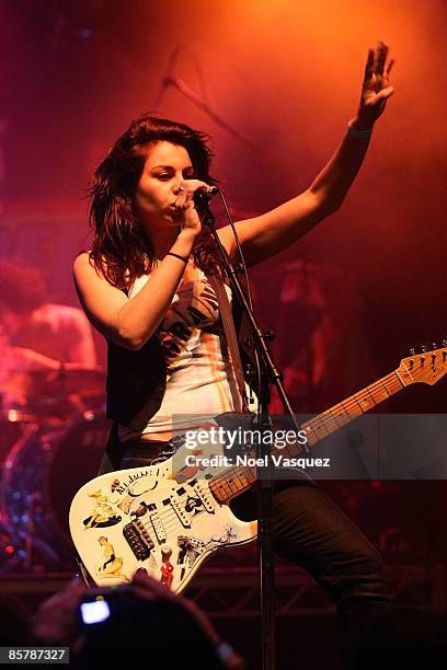 Tatiana DeMaria of TAT performs at the Vans Warped Tour 2009 15th anniversary press conference & kick-off party at the Key Club on April 2, 2009 in...