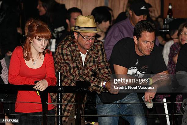 Haley Williams of Paramore, Kevin Lyman and Darryl Eaton attend the Vans Warped Tour 2009 15th anniversary press conference & kick-off party at the...