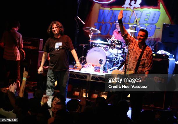 Tony Cadena and Steve Soto of the Adolescents perform at the Vans Warped Tour 2009 15th anniversary press conference & kick-off party at the Key Club...