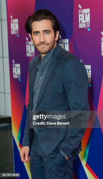 Jake Gyllenhaal poses during a Screen Talk at the 61st BFI London Film Festival on October 5, 2017 in London, England.