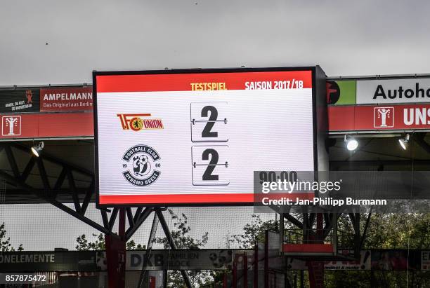 Screen after the game between Union Berlin and FK Dinamo Brest on october 5, 2017 in Berlin, Germany.