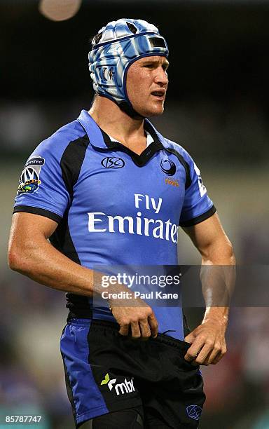Matt Giteau of the Force looks on during the round eight Super 14 match between the Western Force and the Reds at Subiaco Oval on April 3, 2009 in...