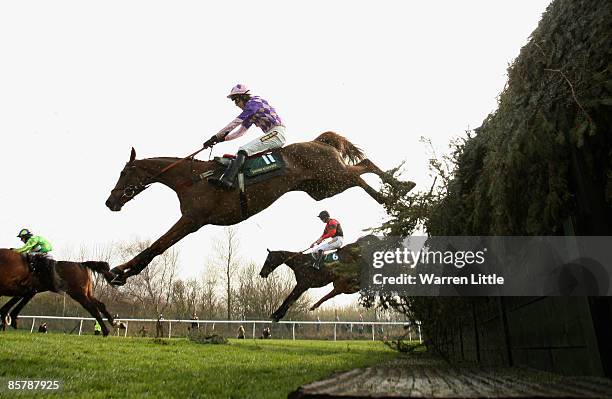 Ping Pong Sivola ridden by Aidan Coleman jumps Becher's Brook during The John Smiths Topham Steeple Chase on day two of the John Smith's Grand...