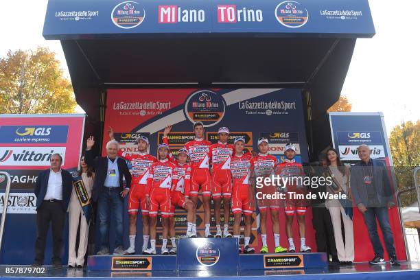 98th Milano - Torino 2017 Podium / Team Androni - Sidermec - Bottecchia / Egan Arley BERNAL / Davide BALLERINI / Mattia FRAPPORTI / Fausto MASNADA /...