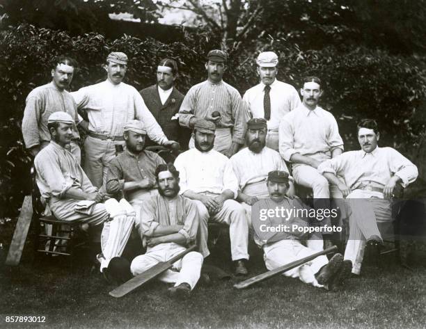 The cricket team of James Lillywhite at Priory Park in Chichester on the day before leaving for their tour of Australia and New Zealand and take part...