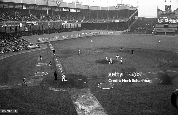 Overall view of Polo Grounds, stadium during vs New York Mets vs Pittsburgh Pirates opening day game. Inaugural season for franchise. New York, NY...