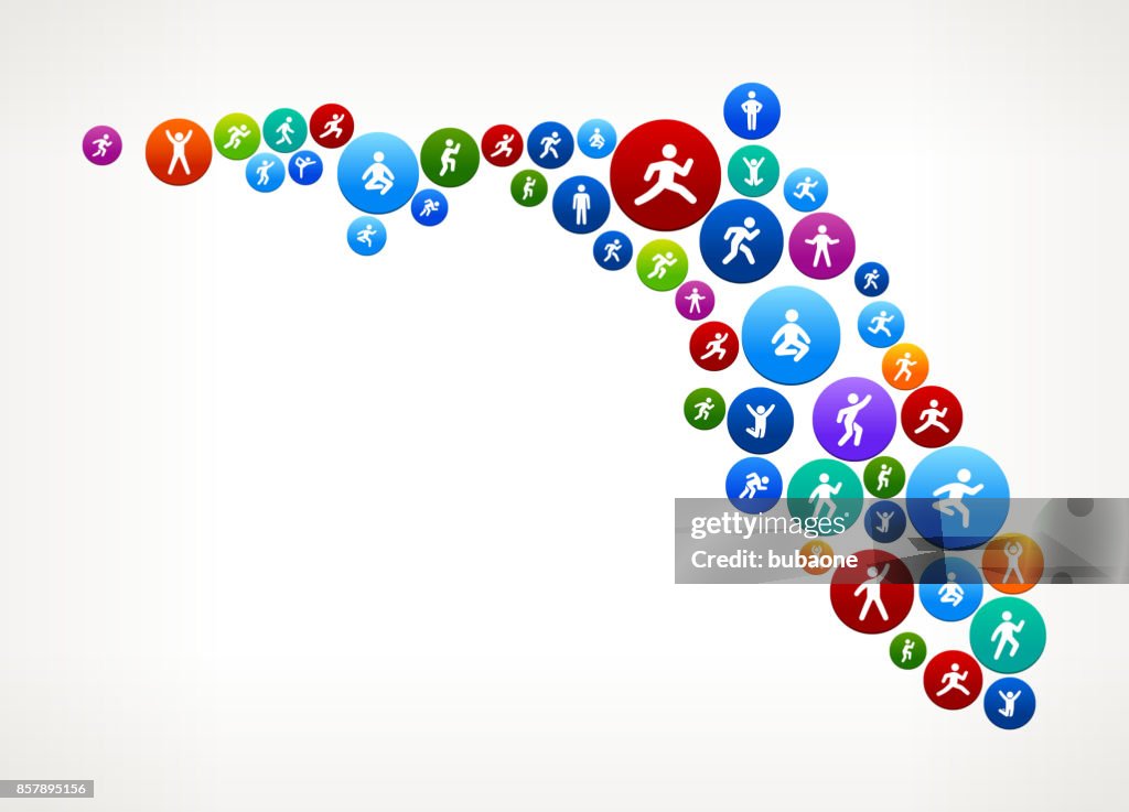 Florida Wellness Active Lifestyle Vector Button Pattern
