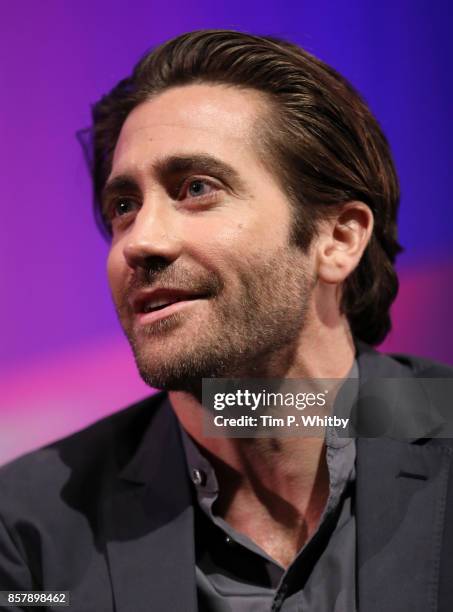 Jake Gyllenhaal speaks during the "Stronger" Screen Talk at the 61st BFI London Film Festival on October 5, 2017 in London, England.