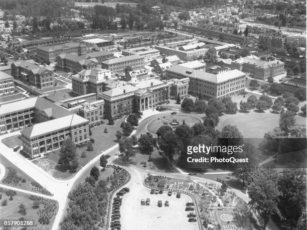 Aerial view of Walter Reed General Hospital, Washington DC, 1931. Among others, the main building with its cupola is at center.