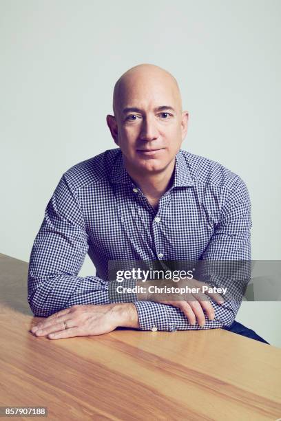 American technology and retail entrepreneur, founder, chairman, and chief executive officer of Amazon.com Jeff Bezos is photographed for Billboard...