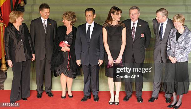 German Chancellor Angela Merkel, her husband Joachim Sauer, wife of Luxembourg Premier Jean-Claude Juncker Christiane Frising, French President...