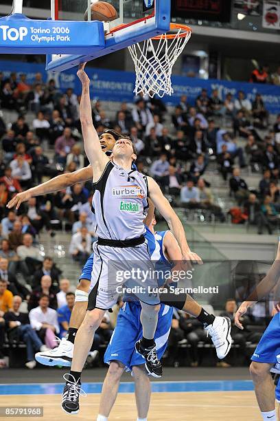 Paco Vazquez, #19 of Iurbentia Bilbao in action during Eurocup Basketball Quarter Final 4, Iurbentia Bilbao v KK Zadar at the Palasport on April 3,...