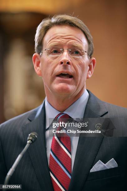 Family Research Council President Tony Perkins speaks in favor of the Senate version of the 'Pain Capable Unborn Child Protection Act' during a news...