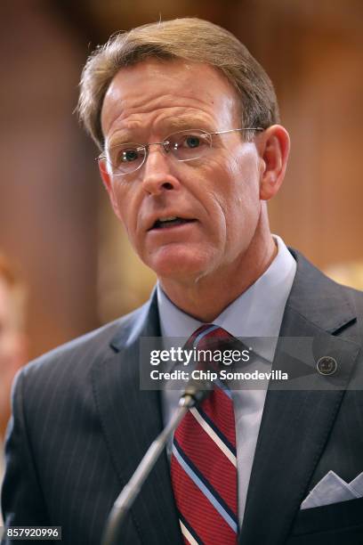 Family Research Council President Tony Perkins speaks in favor of the Senate version of the 'Pain Capable Unborn Child Protection Act' during a news...