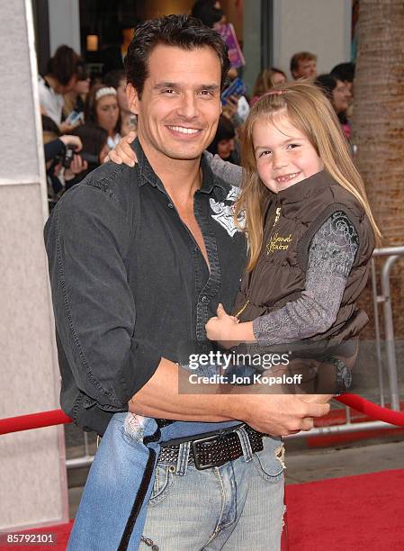 Actor Antonio Sabato Jr. And daughter Mina Bree Sabato arrive at the Los Angeles Premiere "Hannah Montana The Movie" at the El Capitan Theatre on...