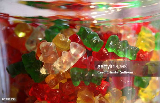 Gummi Bears are displayed in a glass jar at Sweet Dish candy store April 3, 2009 in San Francisco, California. As the economy continues to struggle,...